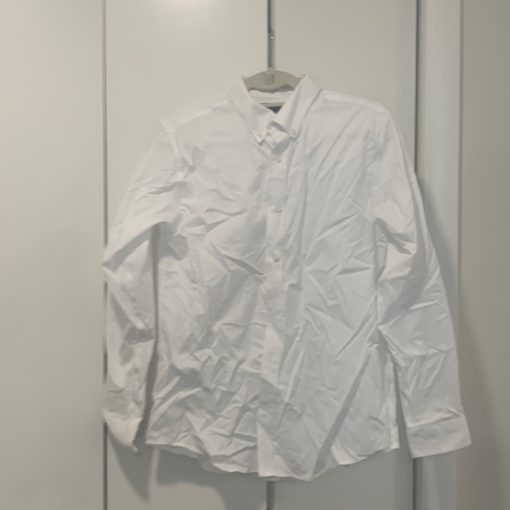 Boys White Button Down Dress Shirt Lands End Size 18